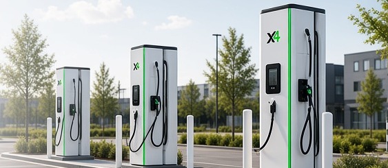 X4 Energy Ladesäulen am Parkplatz